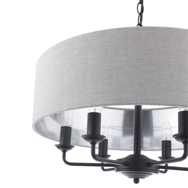 (image for) Laura Ashley Sorrento 6 Light Shadelier Matt Black With Natural Shade